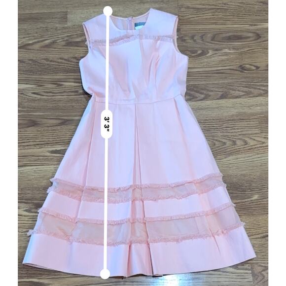 Lela Rose Grace Full-Skirt Fringe-Trim Dress in peach Blush size 2 / XS - Picture 7 of 13